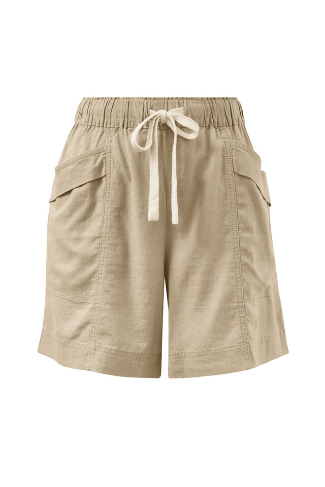 Panelled Pull On Short, OLIVE