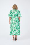 Tie Dress In Organic Cotton Poplin Eh, GREEN FLORAL - alternate image 4