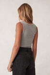 Zoe Contour Rib Scoop Tank, GREY MARLE/ BLACK EMBROIDERY - alternate image 3