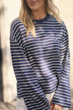Beau Long Sleeve Slouchy Tee, HERITAGE NAVY/MARSHMALLOW STRIPE - alternate image 4