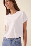 Roll Cuff Tee In Australian Cotton, WHITE - alternate image 5