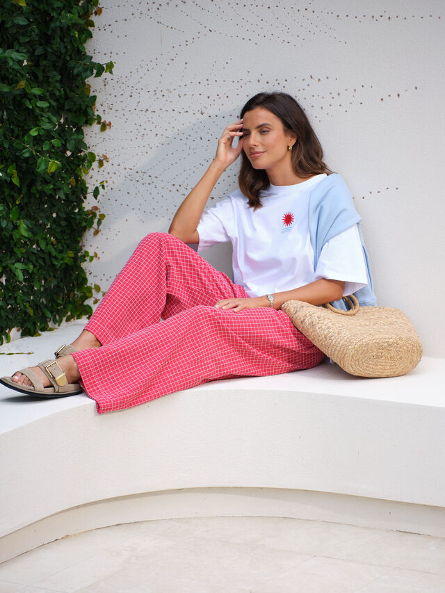 The Lounge Pant, RED WHITE CHECK