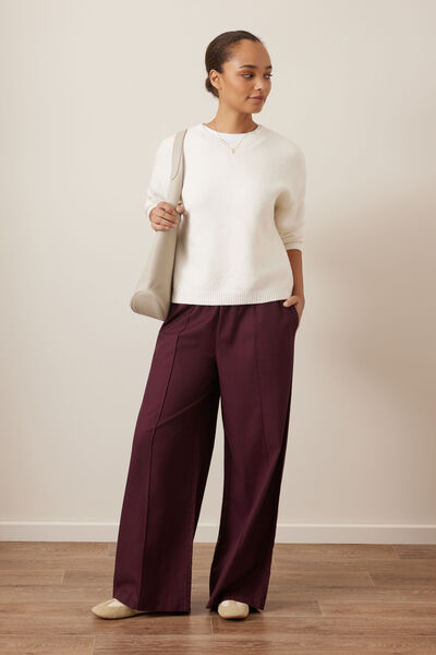 Izzie Pinstitch Pant, BURGUNDY