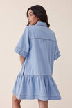 Short Sleeve Tiered Shirt Dress, VINTAGE BLUE DENIM - alternate image 4