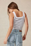 Zara Contour Rib Square Neck Tank, WHITE/NEW NAVY - alternate image 5