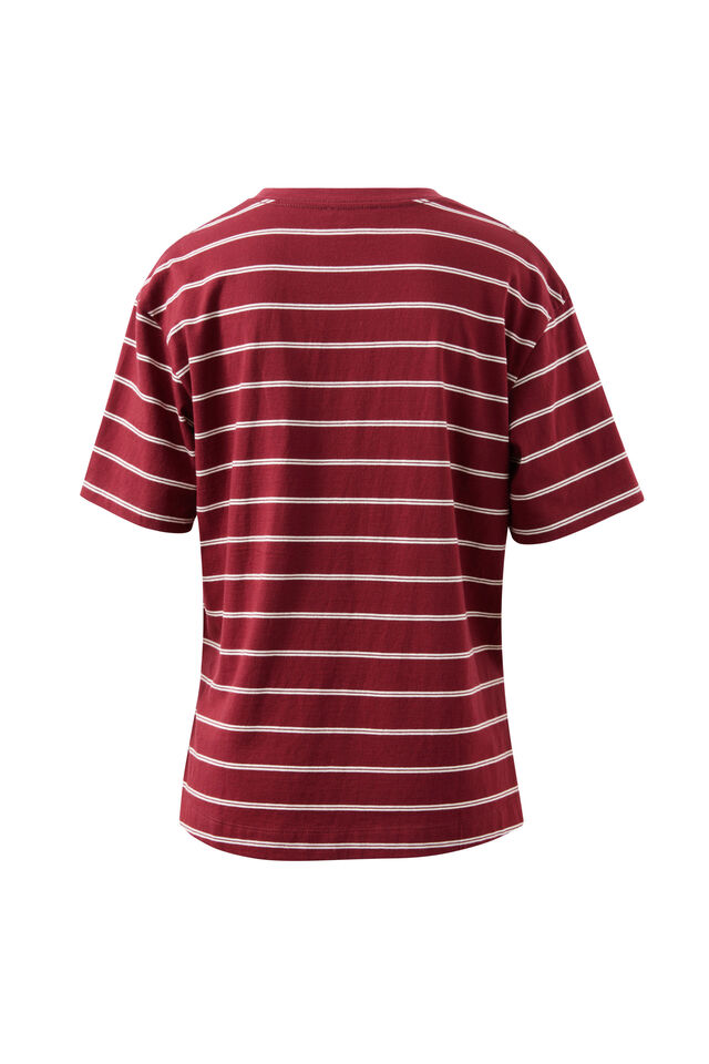 Stevie Slouchy Tee, BURGUNDY/MILK STRIPE