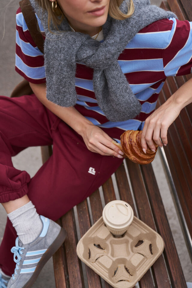 Bowie Barrel Leg Trackpant, BURGUNDY CONTRAST BUFF BIND