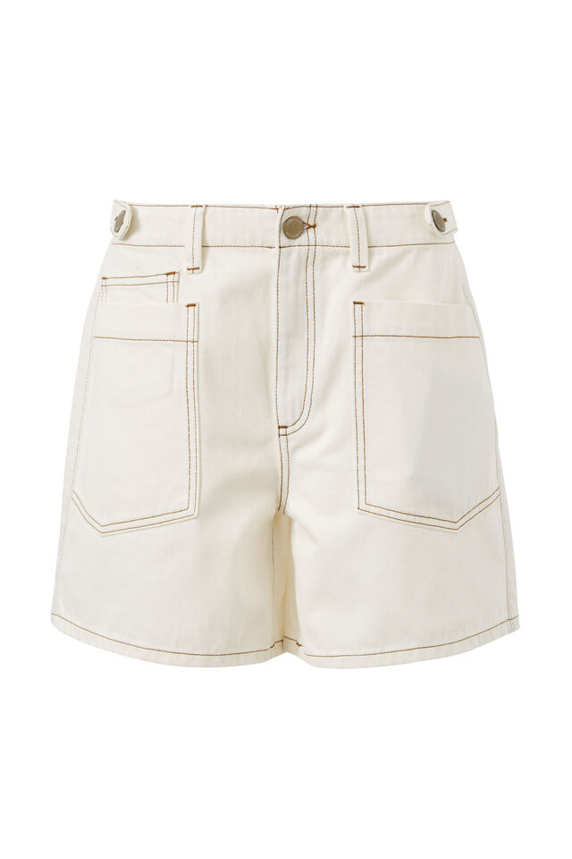 Relaxed Front Pocket Tab Short, FRESH ECRU
