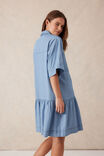 Short Sleeve Tiered Pocket Shirt Dress, VINTAGE BLUE PINSTRIPE - alternate image 4