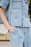 Short Sleeve Boxy Shirt, VINTAGE BLUE DENIM - alternate image 3