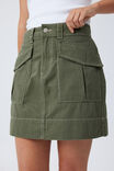 Utility Skirt In Organic Cotton Viscose Twill, MILITARY GREEN - alternate image 4