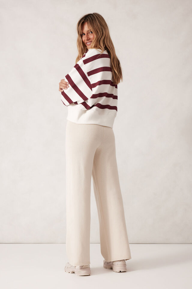 Split Hem Knit Pant, ECRU