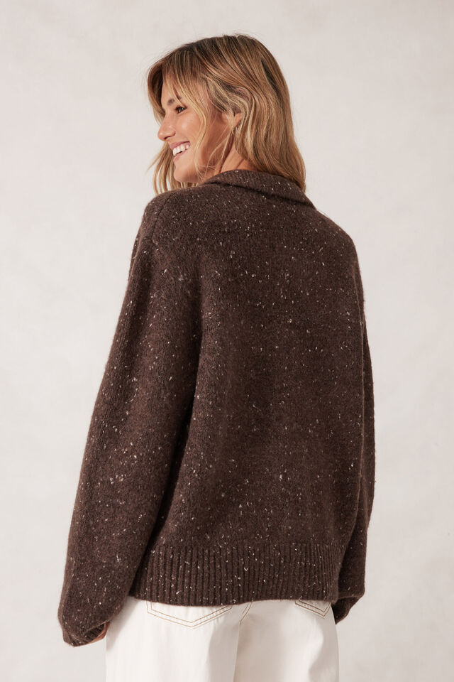 Knit Bomber Cardi, MUSHROOM NEP