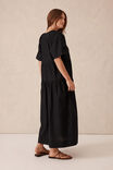 Tiered Poplin Midi Dress, BLACK - alternate image 3