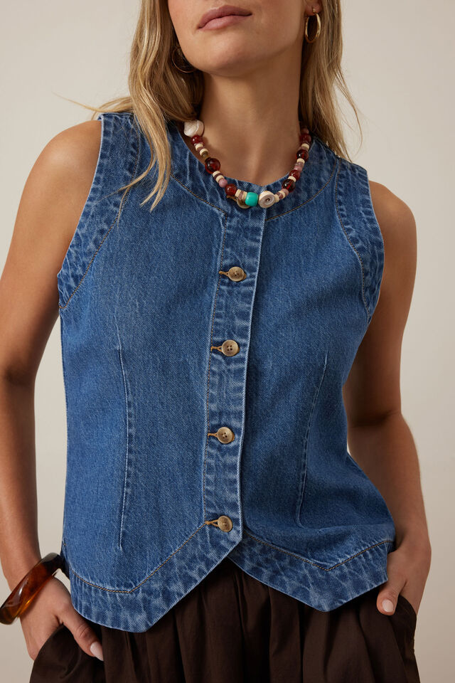 Summer Denim Vest, FRESH INDIGO
