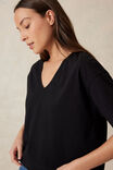 Boxy V Neck Tee, BLACK - alternate image 5