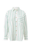 Peta Oversized Shirt, GRASS FINE TWIN STRIPE - alternate image 2