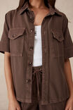 Short Sleeve Boxy Shirt, MOCHA TWILL - alternate image 4