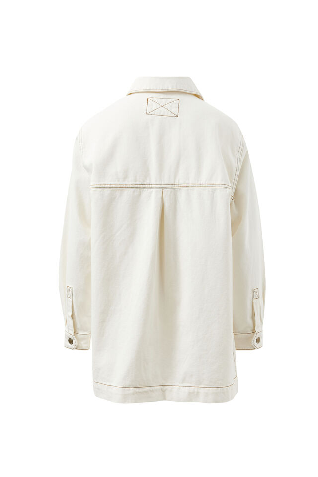 Goldie Longline Denim Shacket, FRESH ECRU