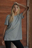 Longline Step Hem Tee, CLOUD MARLE/BLACK STRIPE - alternate image 1