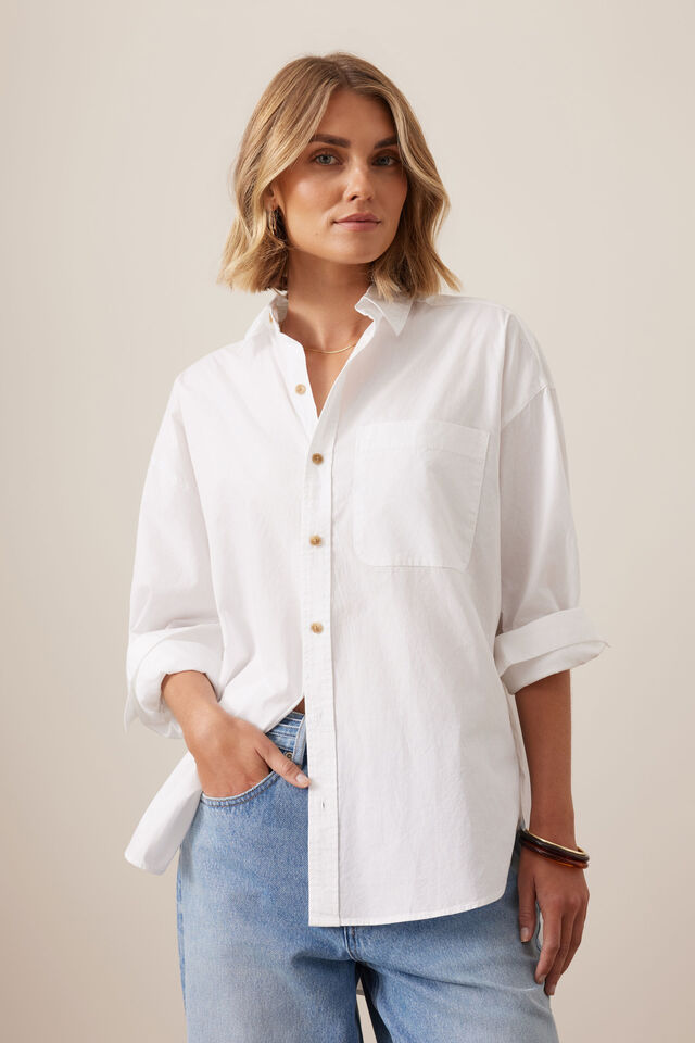 Peta Oversized Shirt, WHITE ORGANIC COTTON