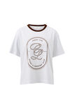 Stevie Slouchy Tee, WHITE/CHOC SPORTS LOGO - example image 2