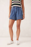 Billie Pleat Front Short, WASHED INDIGO - alternate image 5