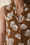 Sleeveless Midi Shirt Dress, NUTMEG LEAF - alternate image 5