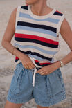 Textured Multi Stripe Knit Tank, HERITAGE RED STRIPE - alternate image 1