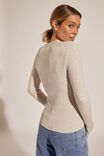 Soft Knit Henley In Recycled Blend Yarn, OATMEAL MARLE