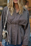 Ella Pleat Shirt, CHOCOLATE STRIPE - example image 5