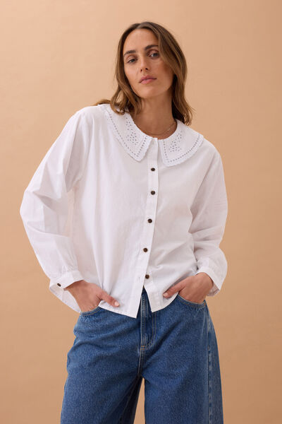 Alice Collared Top, WHITE