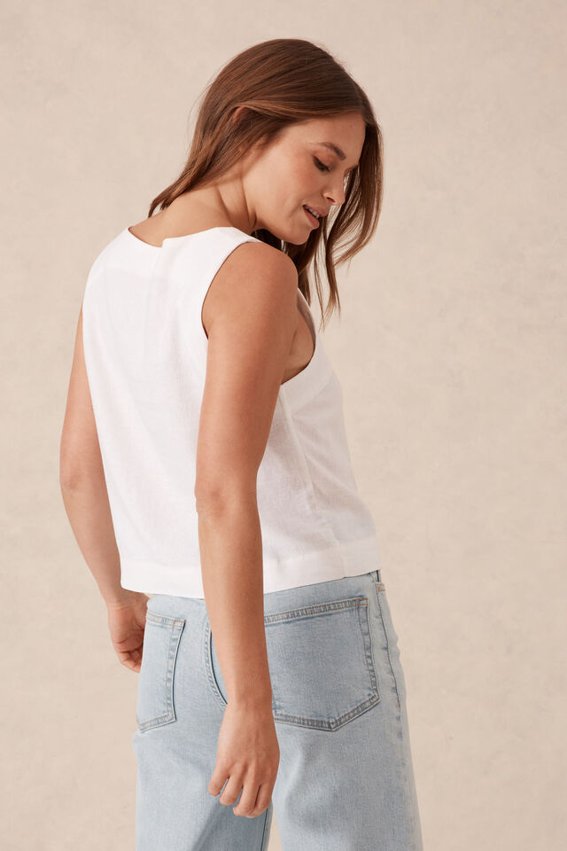 Square Neck Shell Top, WHITE