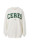 Isla Oversized Slouchy Crew, WARM WHITE LOGO - alternate image 2