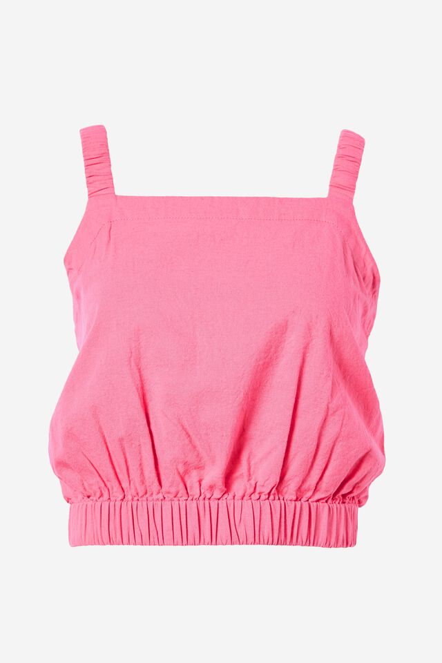 Bubble Cami In Cotton Linen Blend, SUNSET PINK