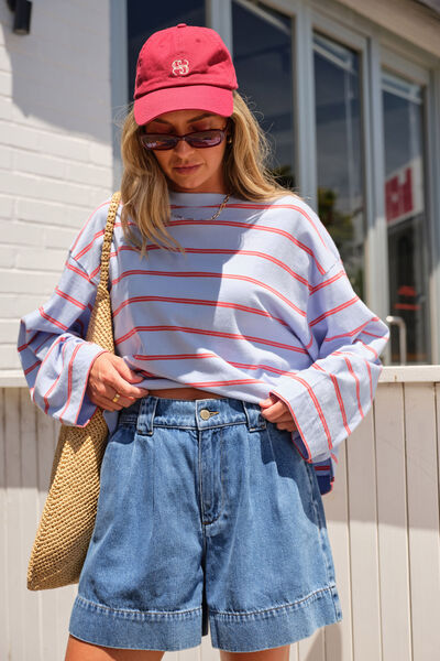 Piper Pleat Front Short, FRESH INDIGO