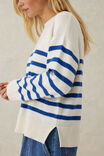 Boxy Knit With Embroidery, WINTER WHITE/BRIGHT BLUE STRIPE - alternate image 4