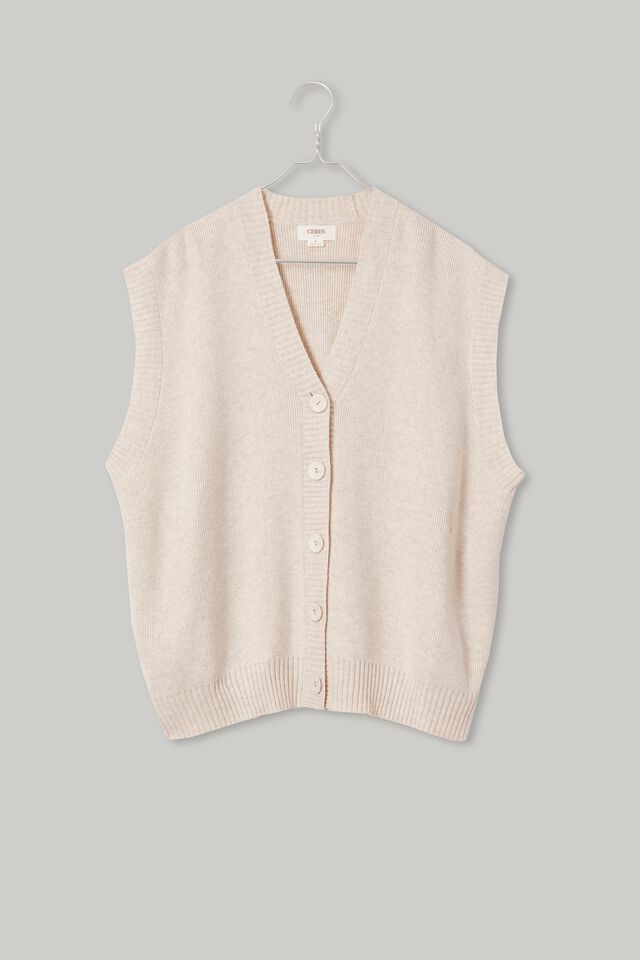 Soft Knit Oversized Vest In Recycled Blend, OATMEAL MARLE