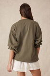 Oversized Slouchy Crew, KHAKI HERITAGE LOGO - alternate image 3