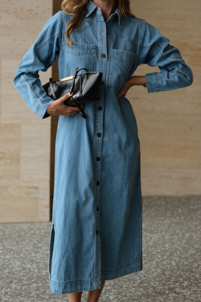 Rae Long Sleeve Midi Dress, NEW VINTAGE BLUE