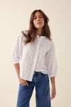 Broderie Tunic In Rescued Cotton, WHITE - alternate image 1