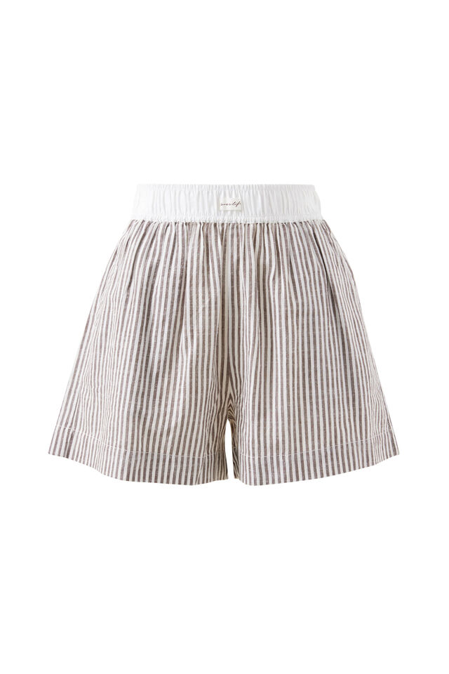 Mila Short, BROWN WHITE SMALL STRIPE