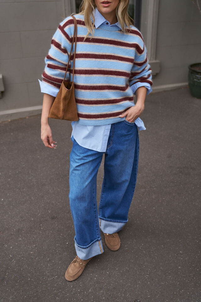 Bonnie Lofty Knit, BLUE STRIPE