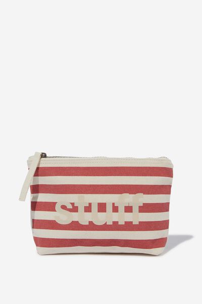 Monogram Pouch In Organic Cotton, RED/LOWERCASE 6