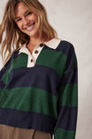 Long Sleeve Rugby Knit, PINE GREEN/NEW NAVY STRIPE - alternate image 4