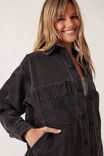 Bobbi Side Pocket Denim Shacket, WASHED BLACK - alternate image 4