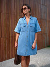 Relaxed Shirt Dress, MID VINTAGE BLUE - alternate image 4