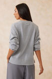 Boxy Knit With Embroidery, GREY MARLE - alternate image 3