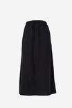 Bias Midi Skirt In Organic Cotton Linen Blend, BLACK - alternate image 2