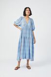 Check Smock Midi Dress In Textured Organic Cotton, CLOUD TUMERIC CHECK - alternate image 1